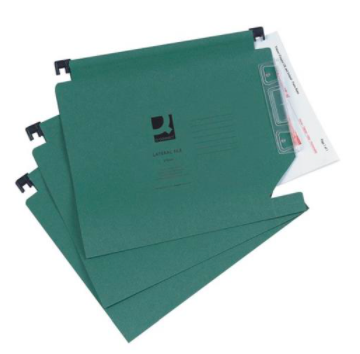 Q-Connect 15mm Lateral File 150 Sheet Manilla Green (Pack of 25)